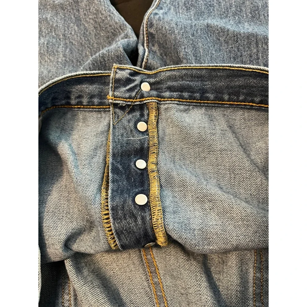 Levis 501 Original Fit Mens Jeans W44 L32 Medium Wash Blue Button Fly Straight